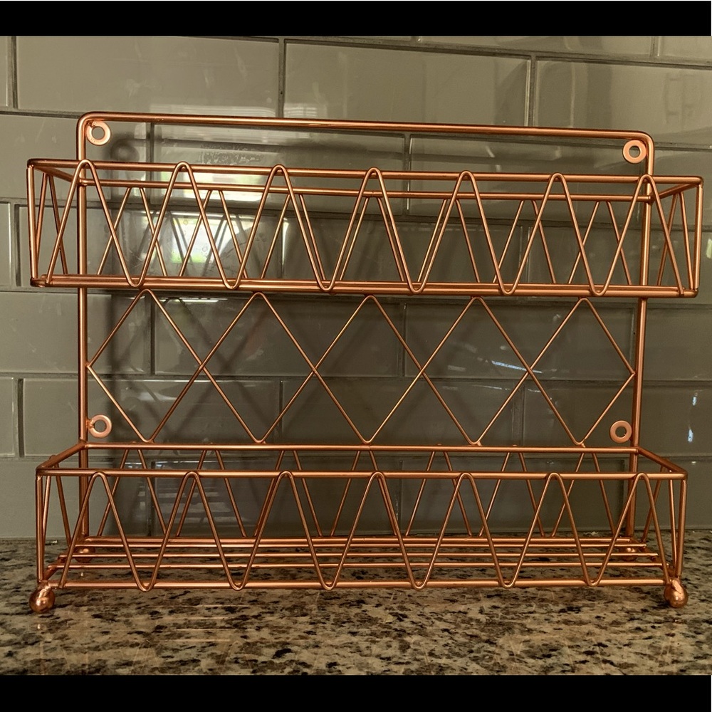 Rose gold metal spice rack